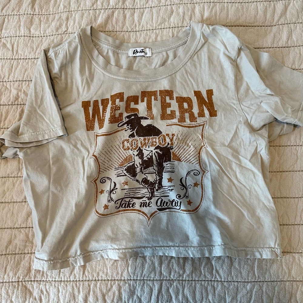 Western cowboy cropped T shirt